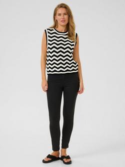 KAFFE Laina Chevron Stripe Sleeveless Jumper, Black/Chalk - view 2, Black/Chalk