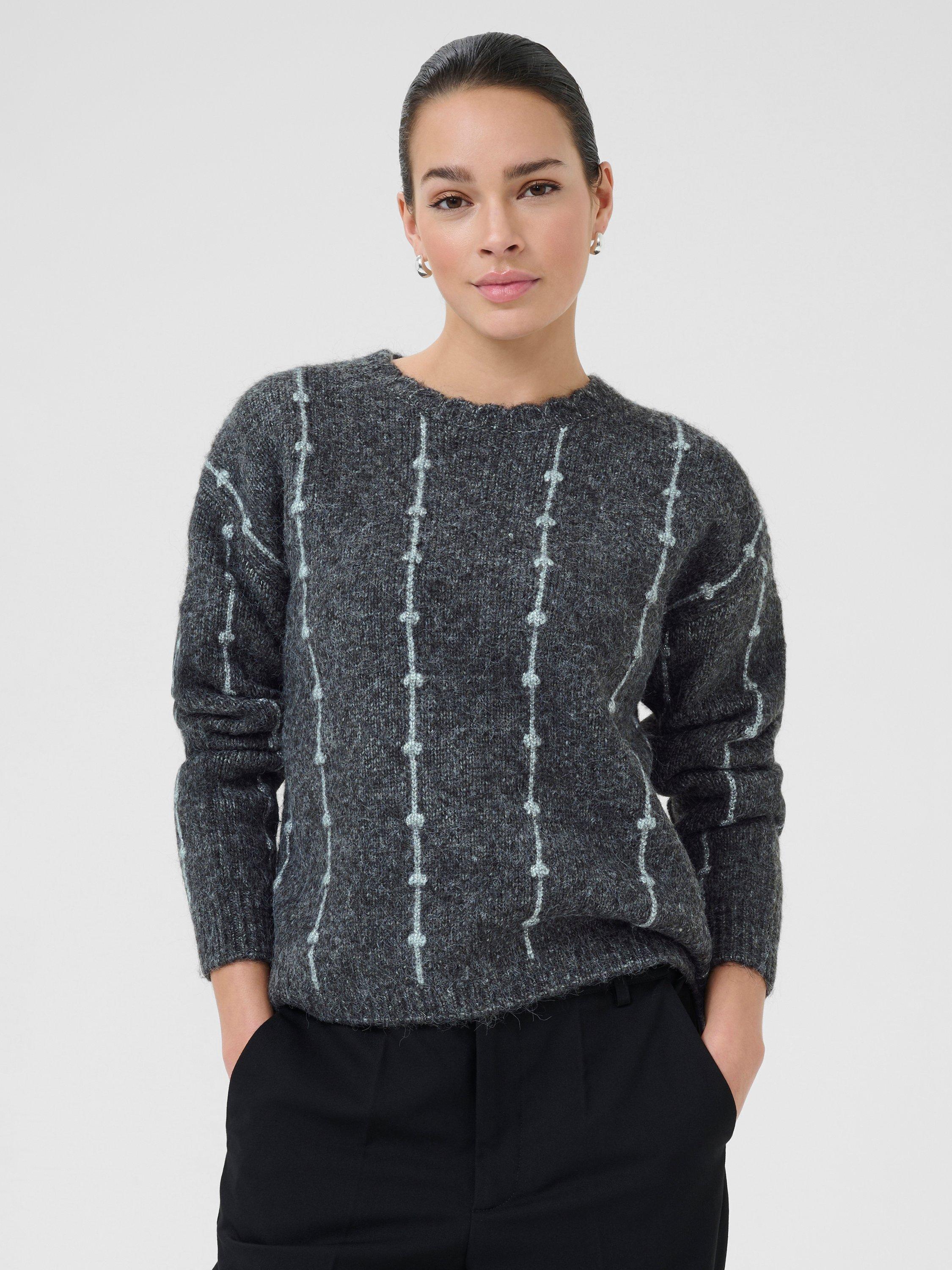 Product image 1 of 6, which shows KAFFE KAlianna Wool Blend Jumper, Dark Grey Melange, XS