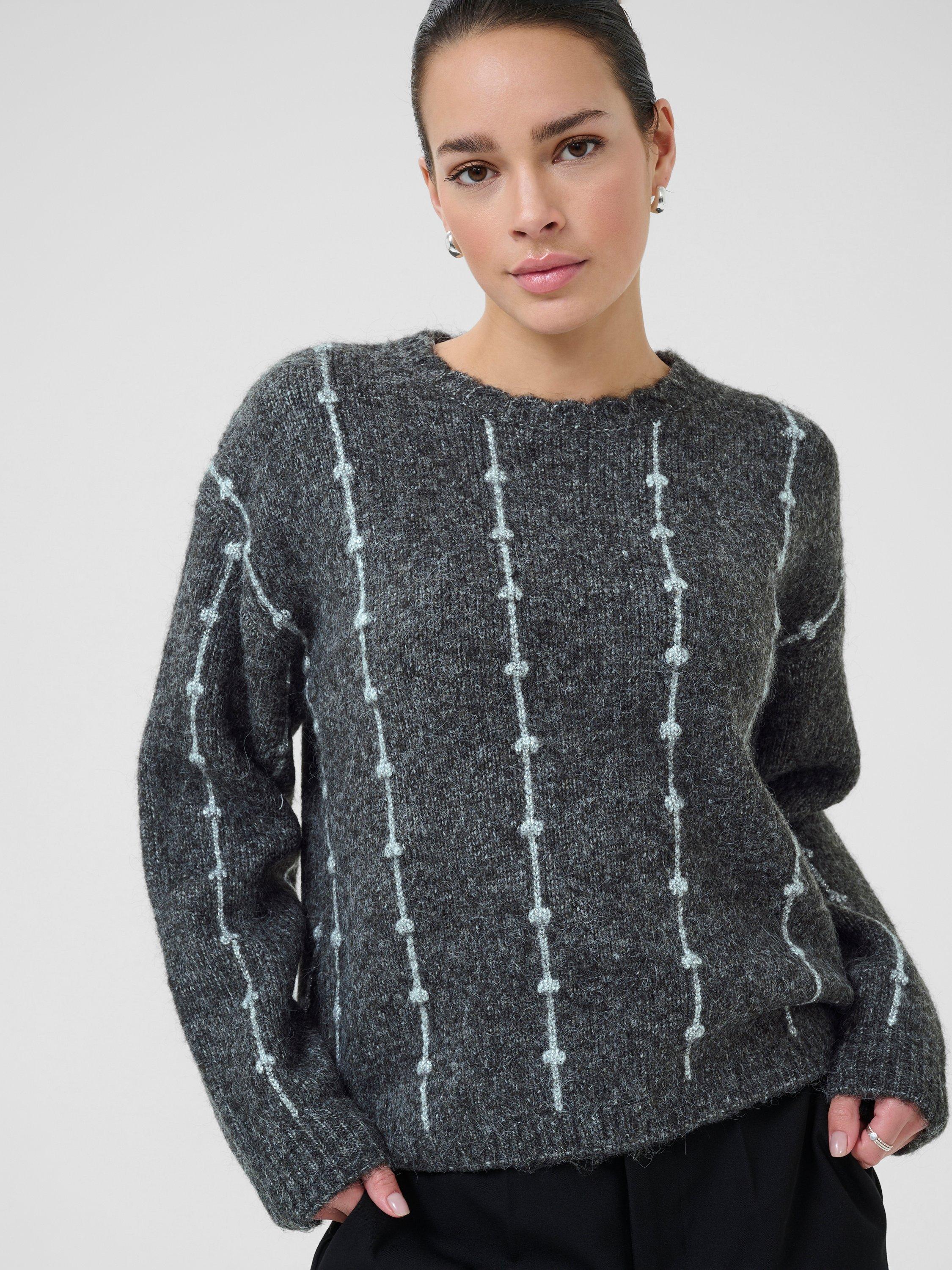 Product image 4 of 6, which shows KAFFE KAlianna Wool Blend Jumper, Dark Grey Melange, XS