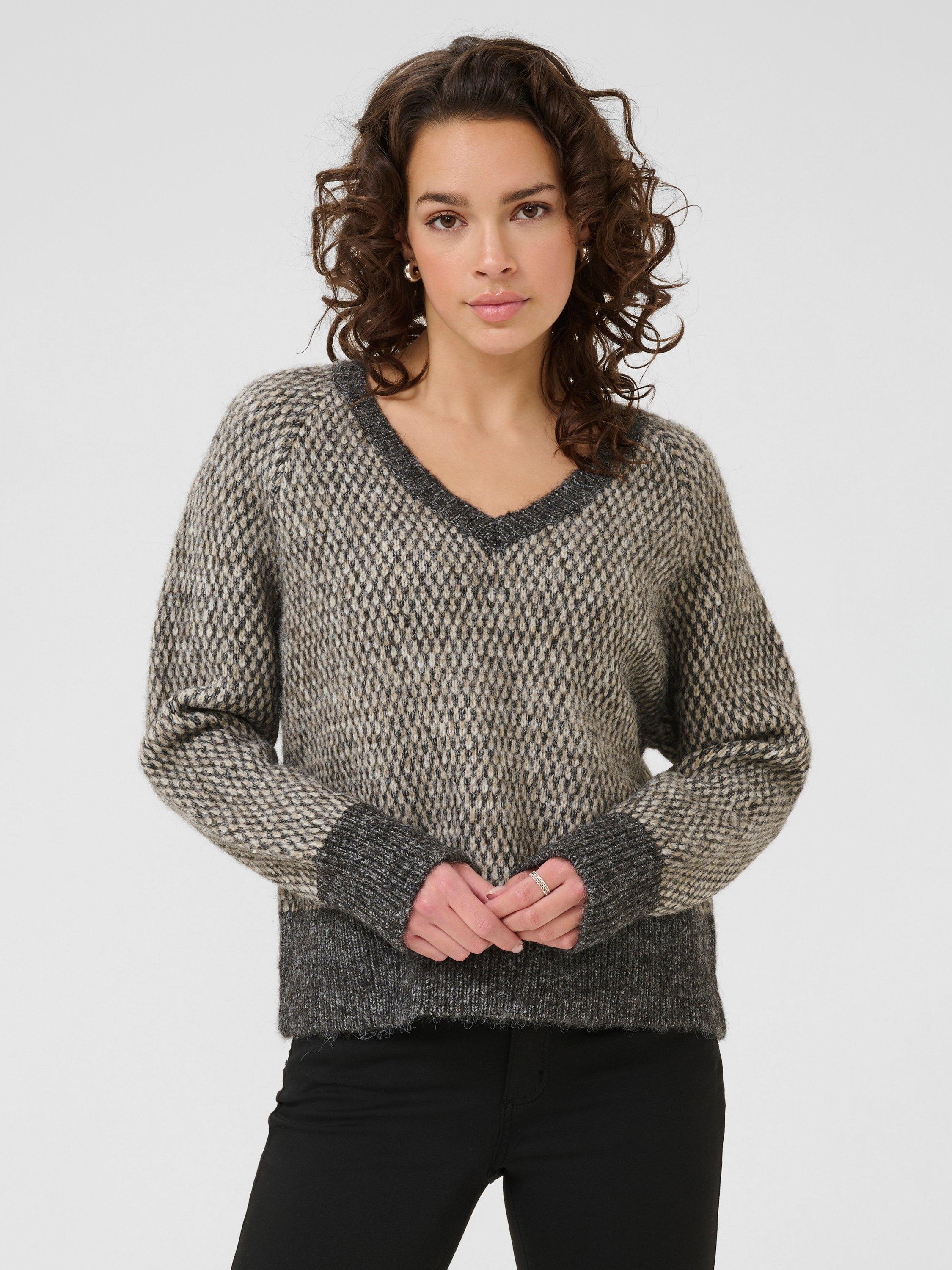 Product image 1 of 6, which shows KAFFE Melinda Textured Stitch Jumper, Grey, XS