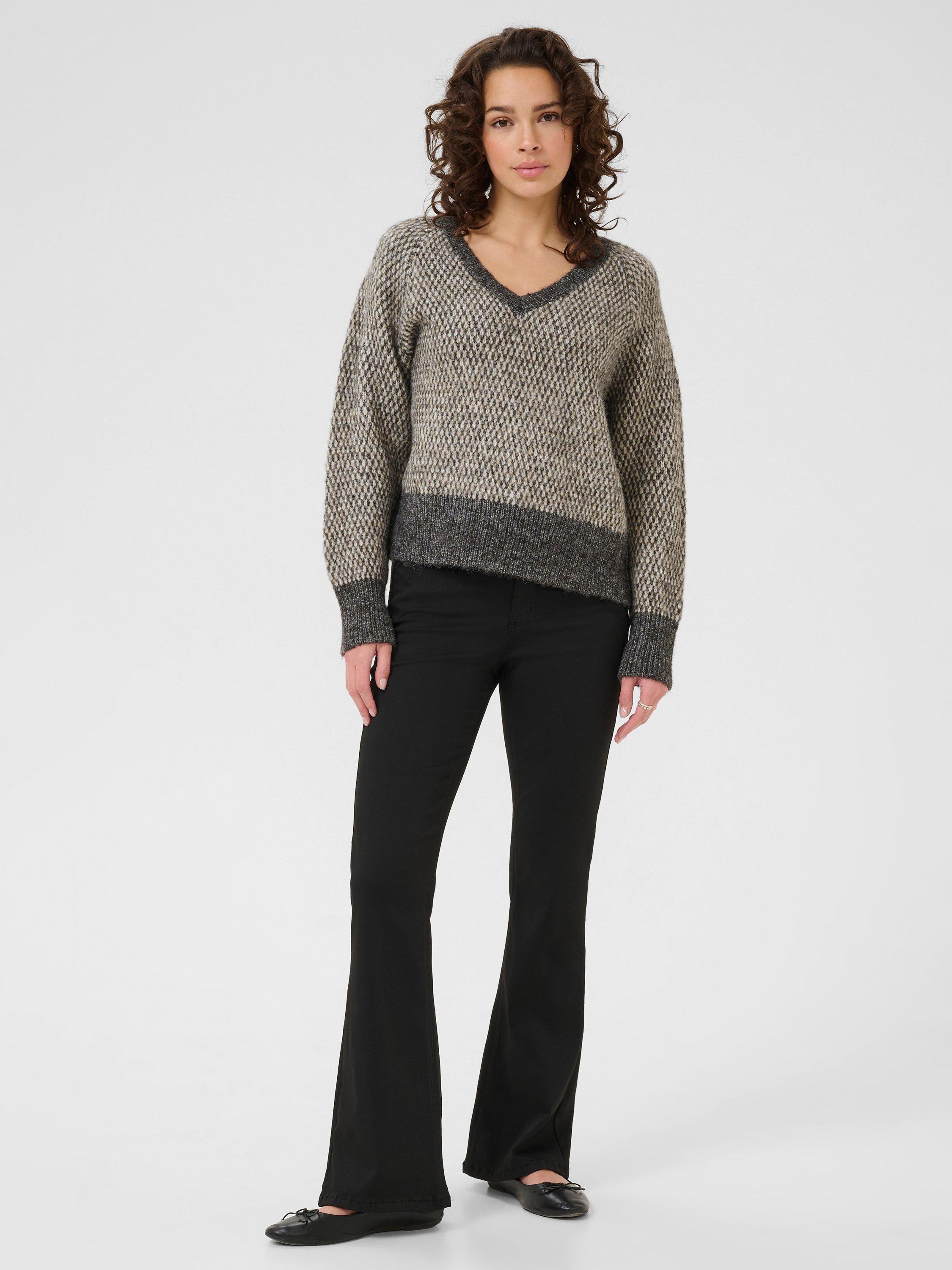 Product image 3 of 6, which shows KAFFE Melinda Textured Stitch Jumper, Grey, XS