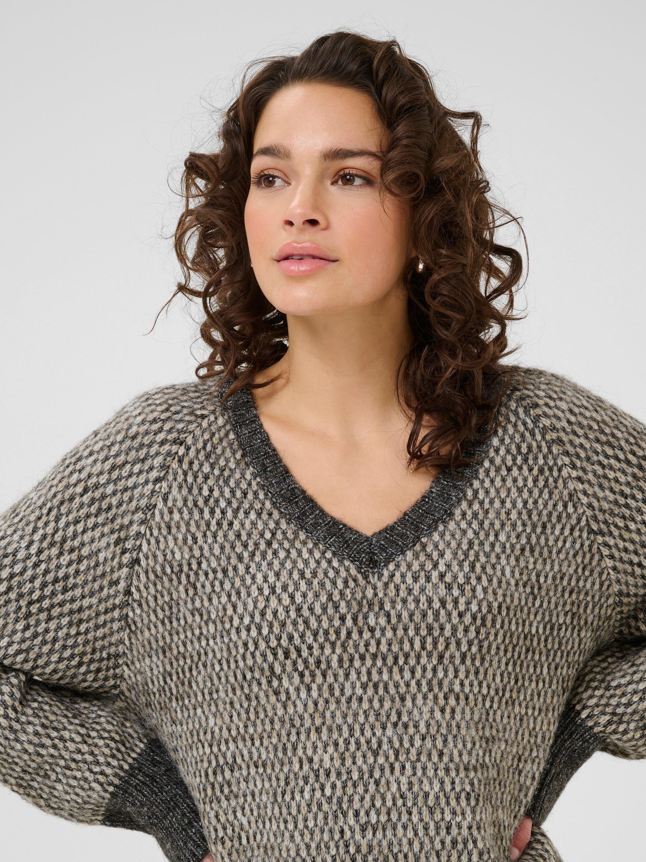Product image 4 of 6, which shows KAFFE Melinda Textured Stitch Jumper, Grey, XS