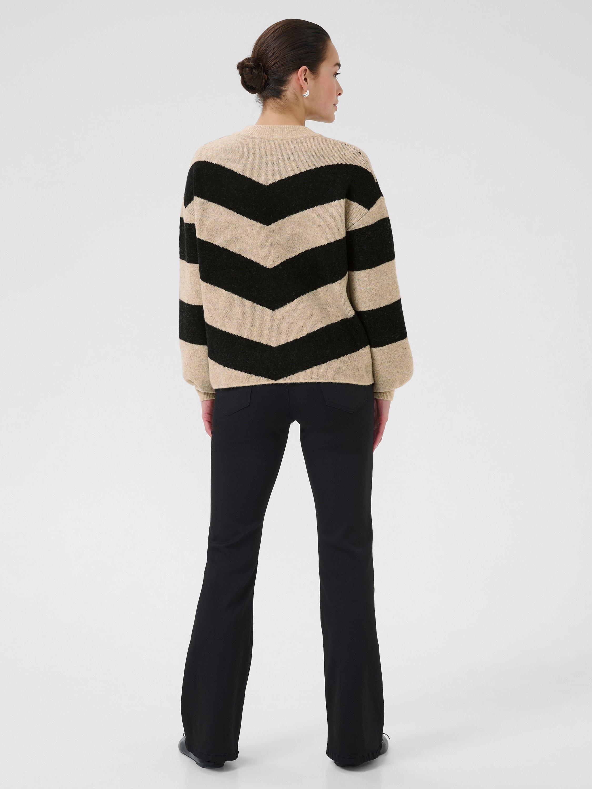 Product image 2 of 6, which shows KAFFE Verana Chevron Stripe Jumper, Grey/Black, XS