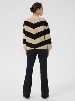 KAFFE Verana Chevron Stripe Jumper, Grey/Black - view 2, Grey/Black