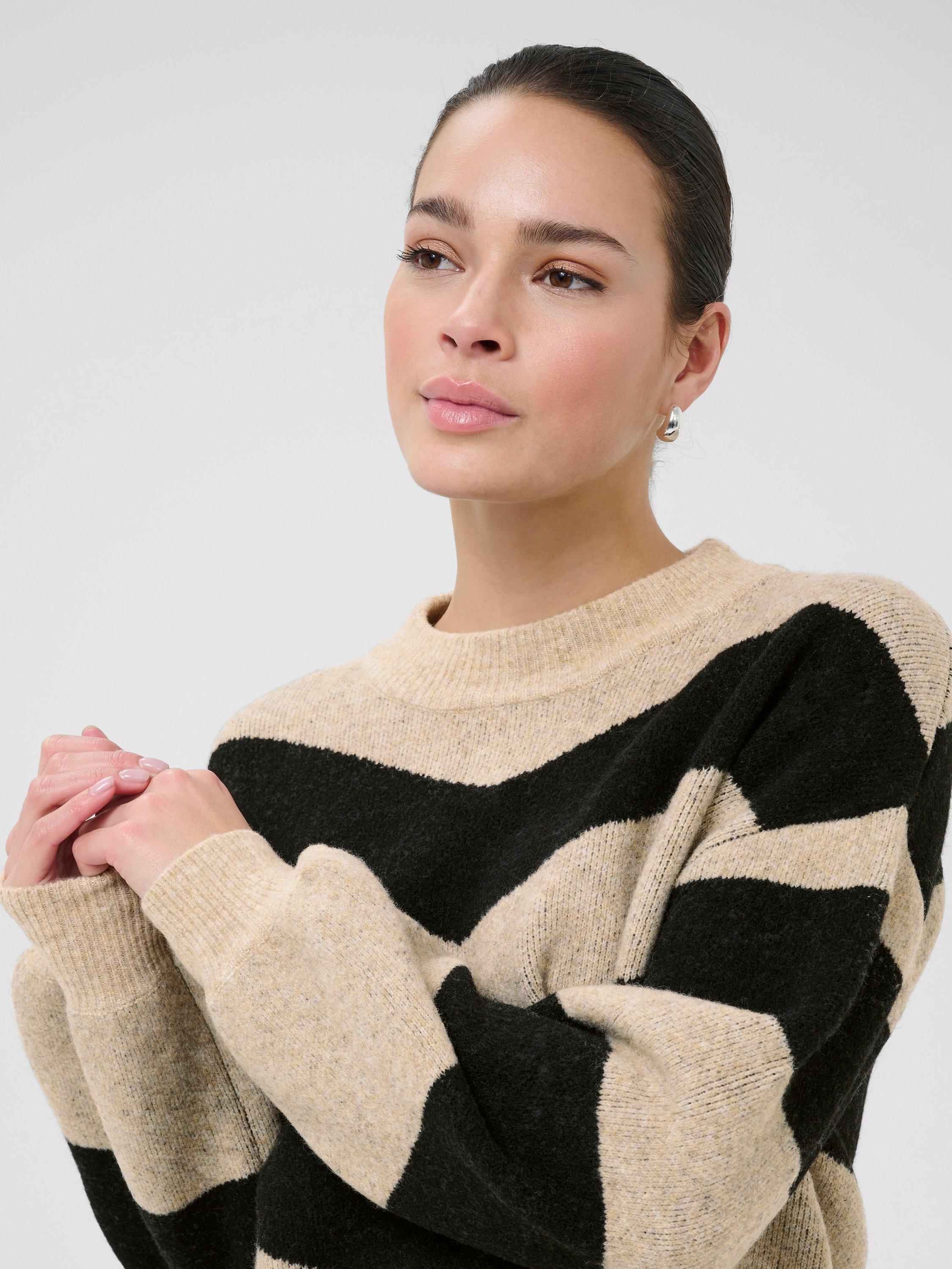 Product image 4 of 6, which shows KAFFE Verana Chevron Stripe Jumper, Grey/Black, XS