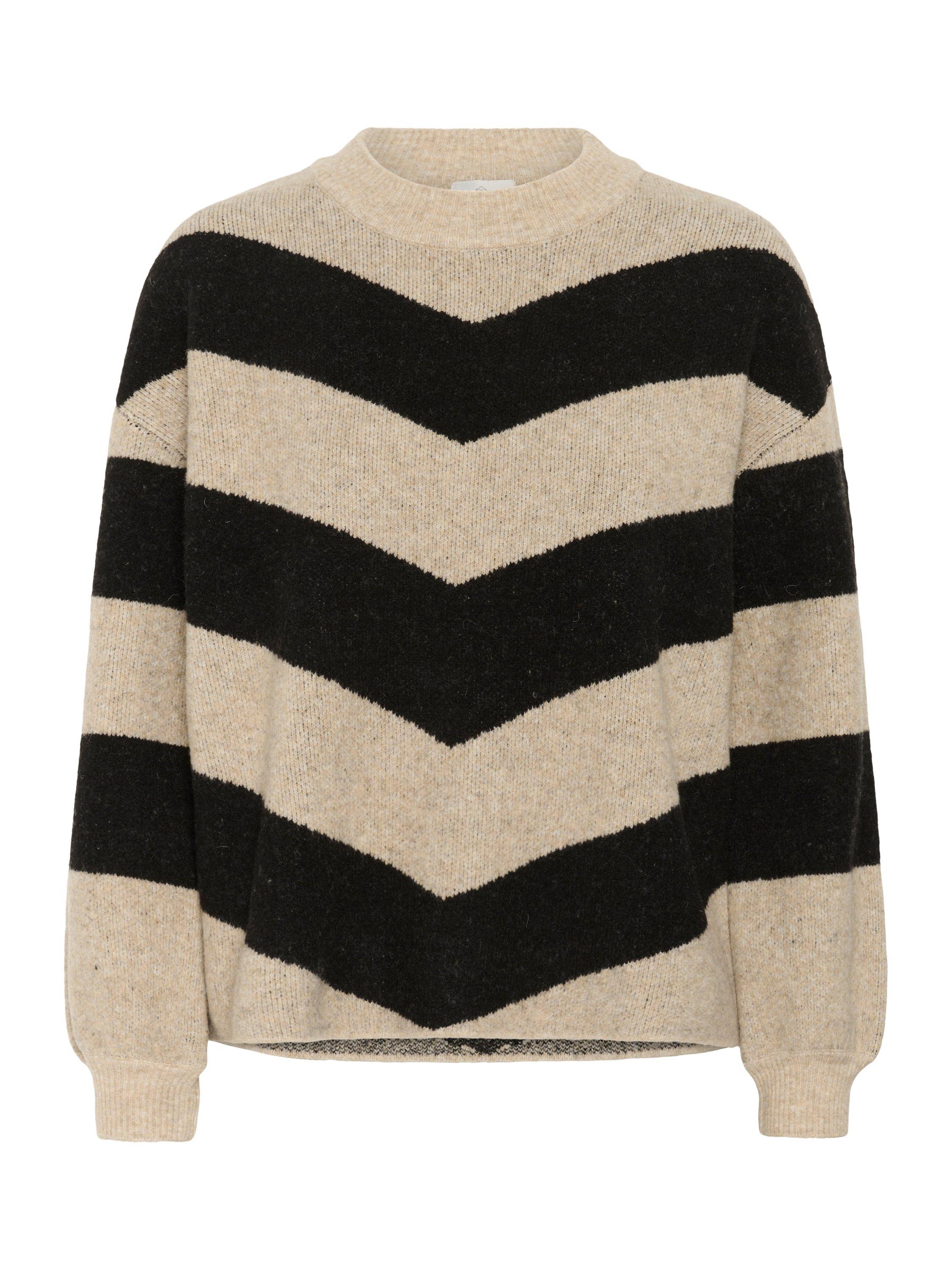 Product image 5 of 6, which shows KAFFE Verana Chevron Stripe Jumper, Grey/Black, XS