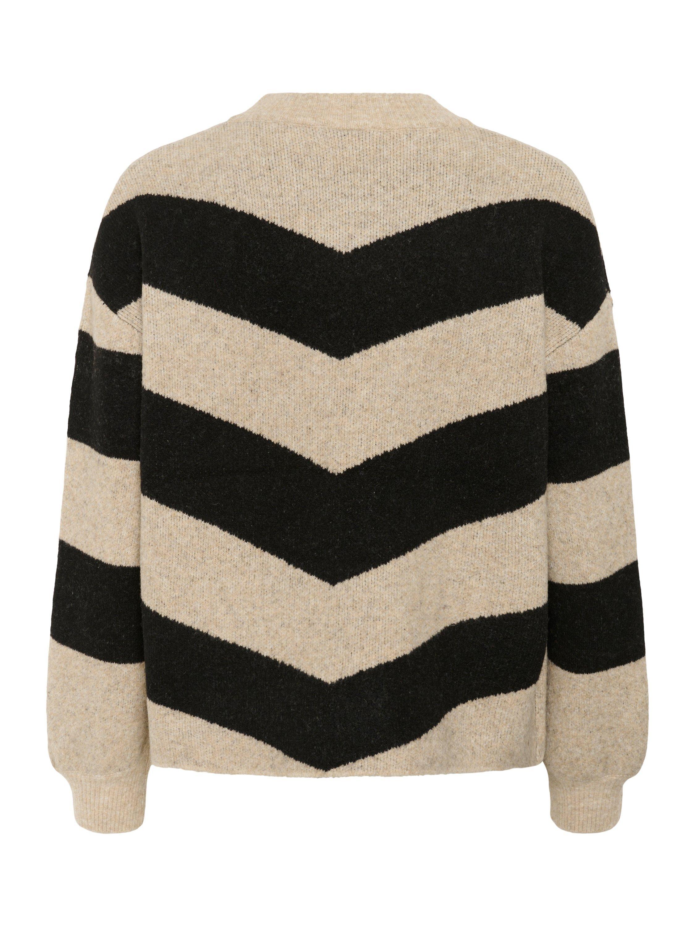 Product image 6 of 6, which shows KAFFE Verana Chevron Stripe Jumper, Grey/Black, XS