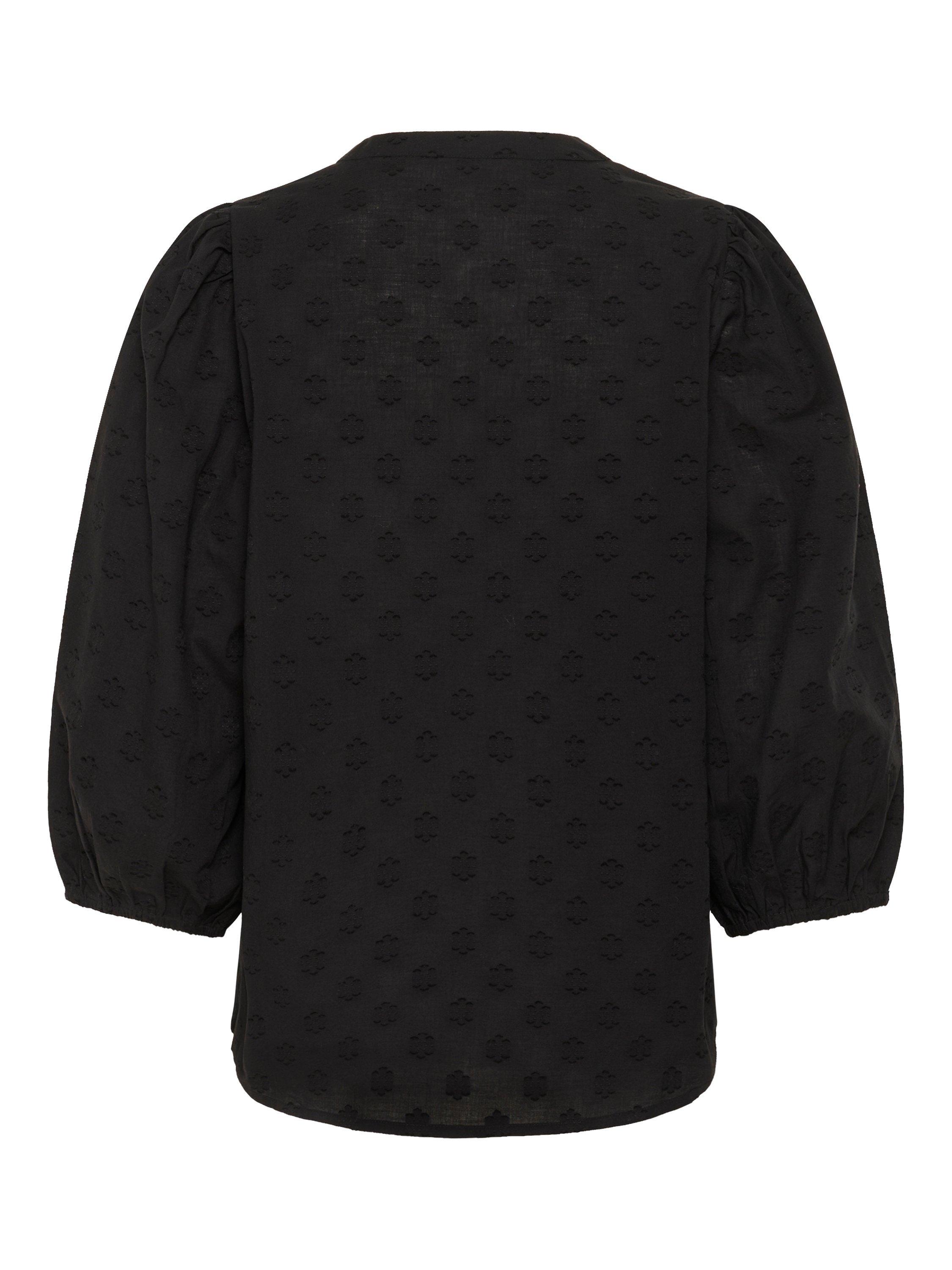 Product image 6 of 6, which shows KAFFE Enya Cotton V-Neck Blouse, Black, 8