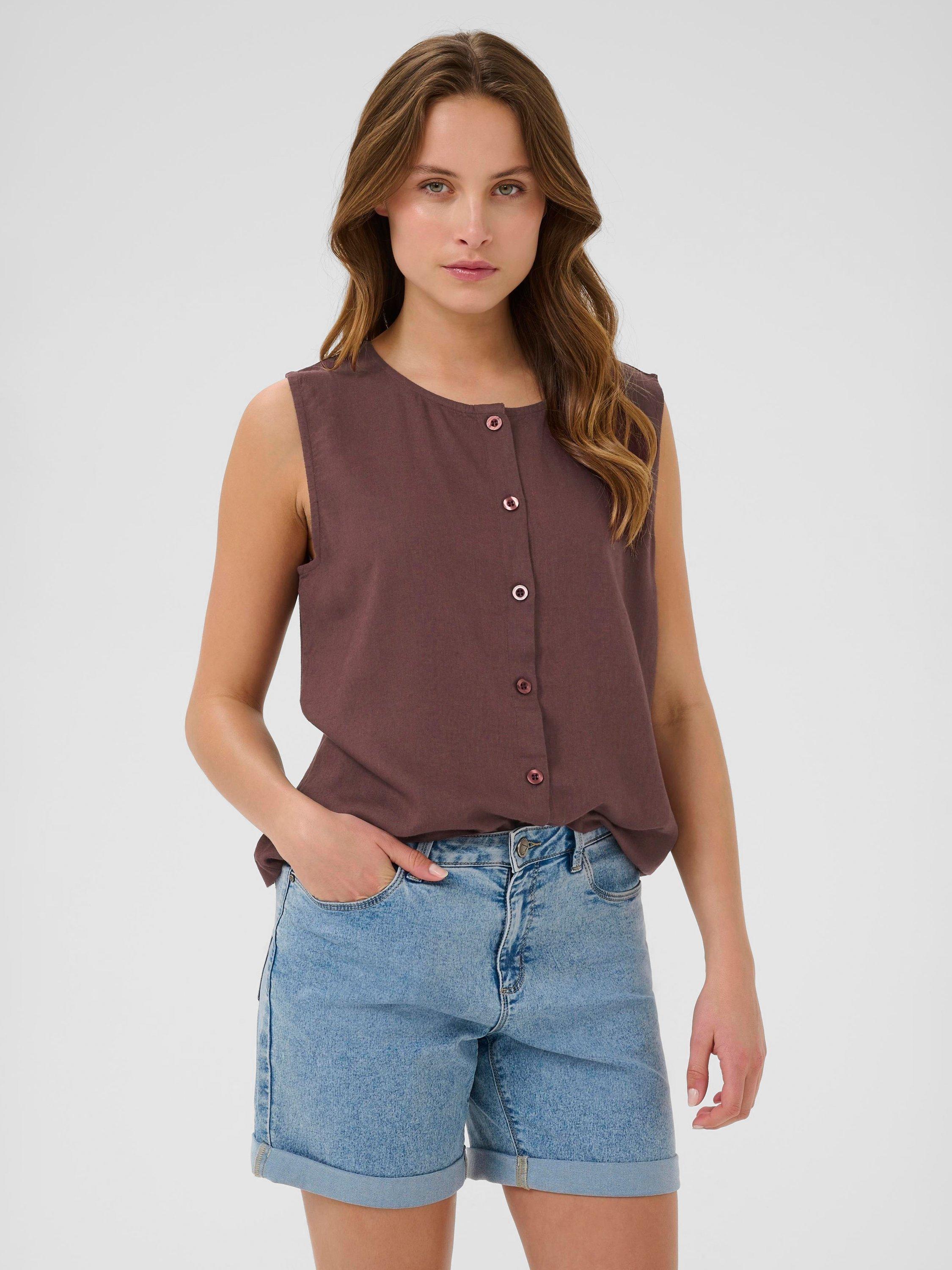Product image 1 of 5, which shows KAFFE KAmilia Reversible Top, Mid Red, 8