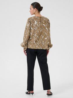 KAFFE Mille Abstract Long Sleeve Top, Toasted Coconut - view 2, Toasted Coconut