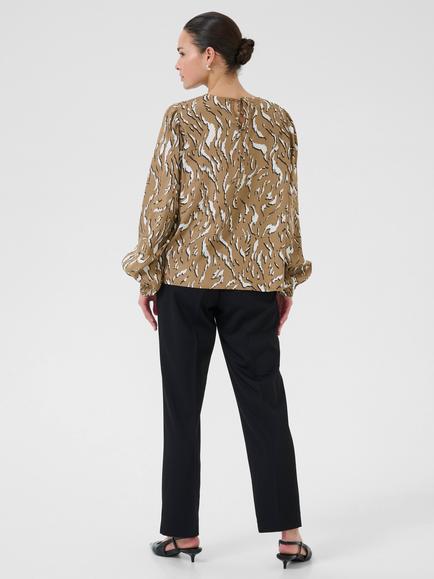 KAFFE Mille Abstract Long Sleeve Top, Toasted Coconut - view 2, Toasted Coconut