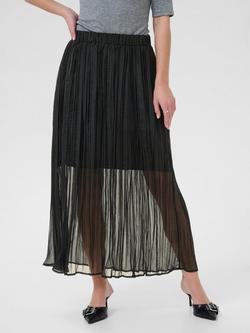 KAFFE Pery Sheer Overlay Skirt, Deep Black, Deep Black