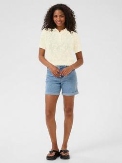KAFFE Aabela Knit Polo Top, Natural Cream - view 2, Natural Cream
