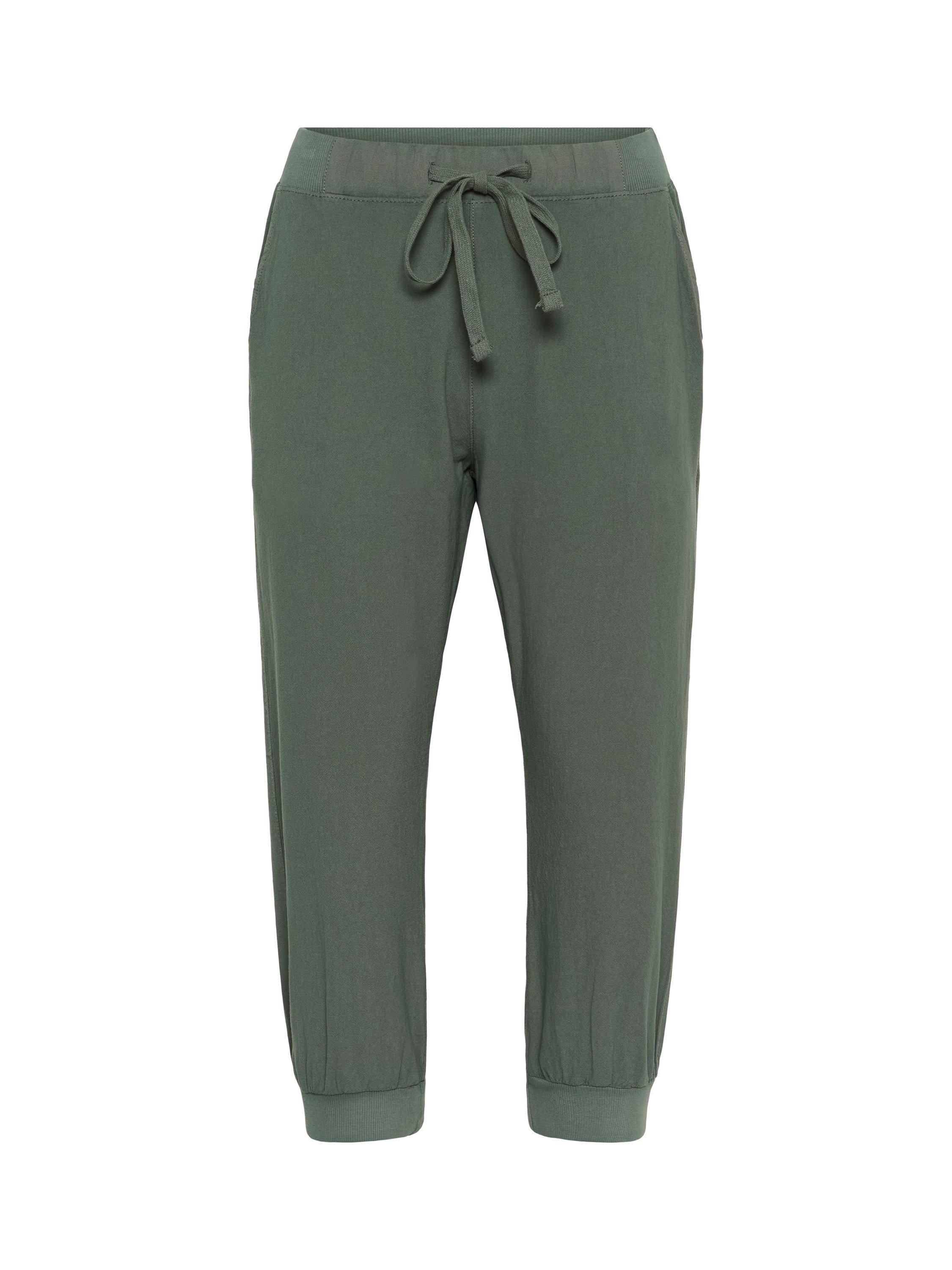 Product image 4 of 5, which shows KAFFE Naya Drawstring Waist Capri Trousers, Balsam Green, 8