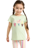 Lindex Kids' Ice Cream Sequin T-Shirt, Light Green