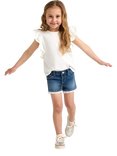 Lindex Kids' Lace Hem Denim Shorts, Denim
