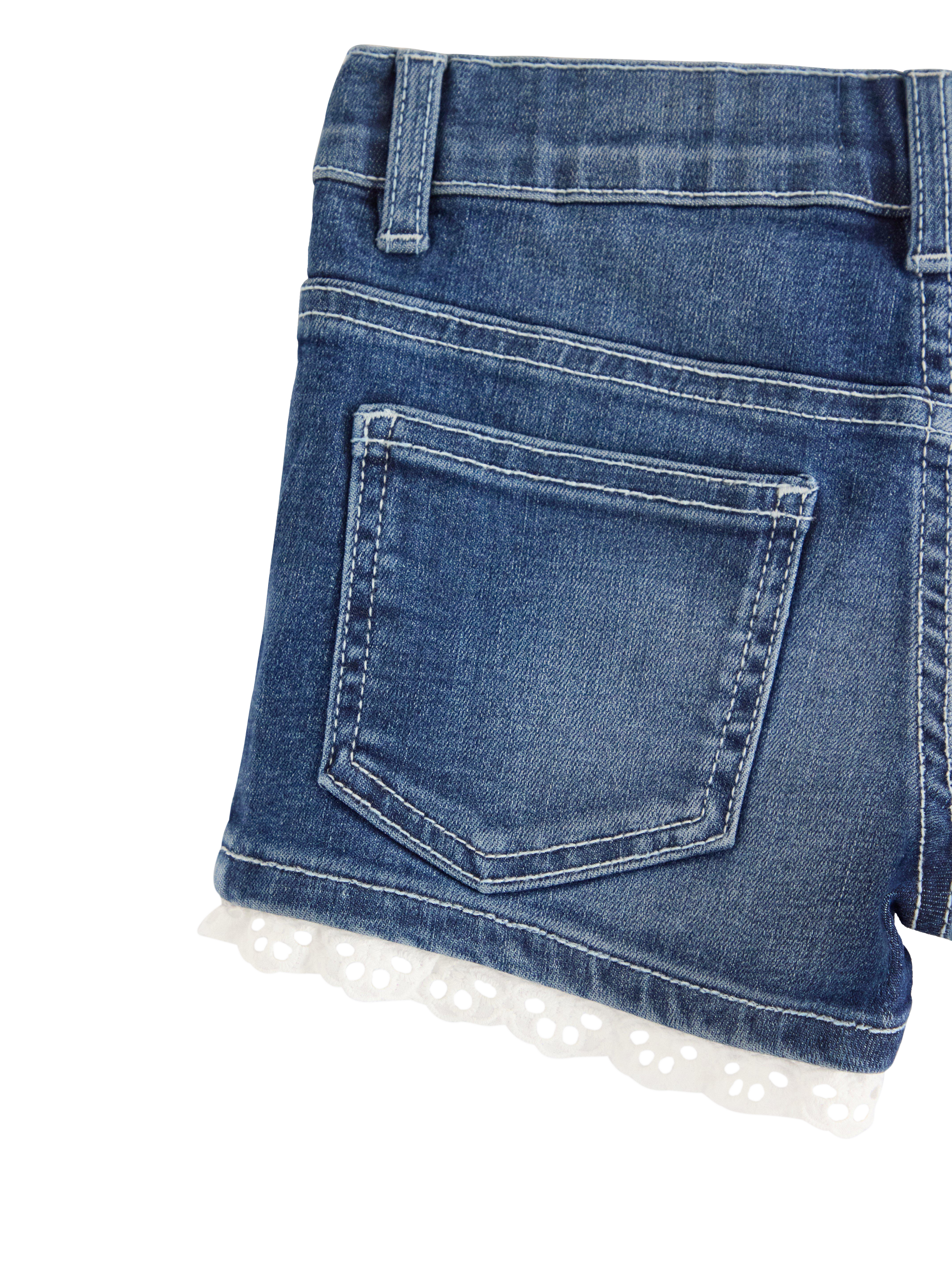 Product image 6 of 6, which shows Lindex Kids' Lace Hem Denim Shorts, Denim, 18-24 months