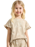 Lindex Kids' Seashells Frill Trim Top, Beige
