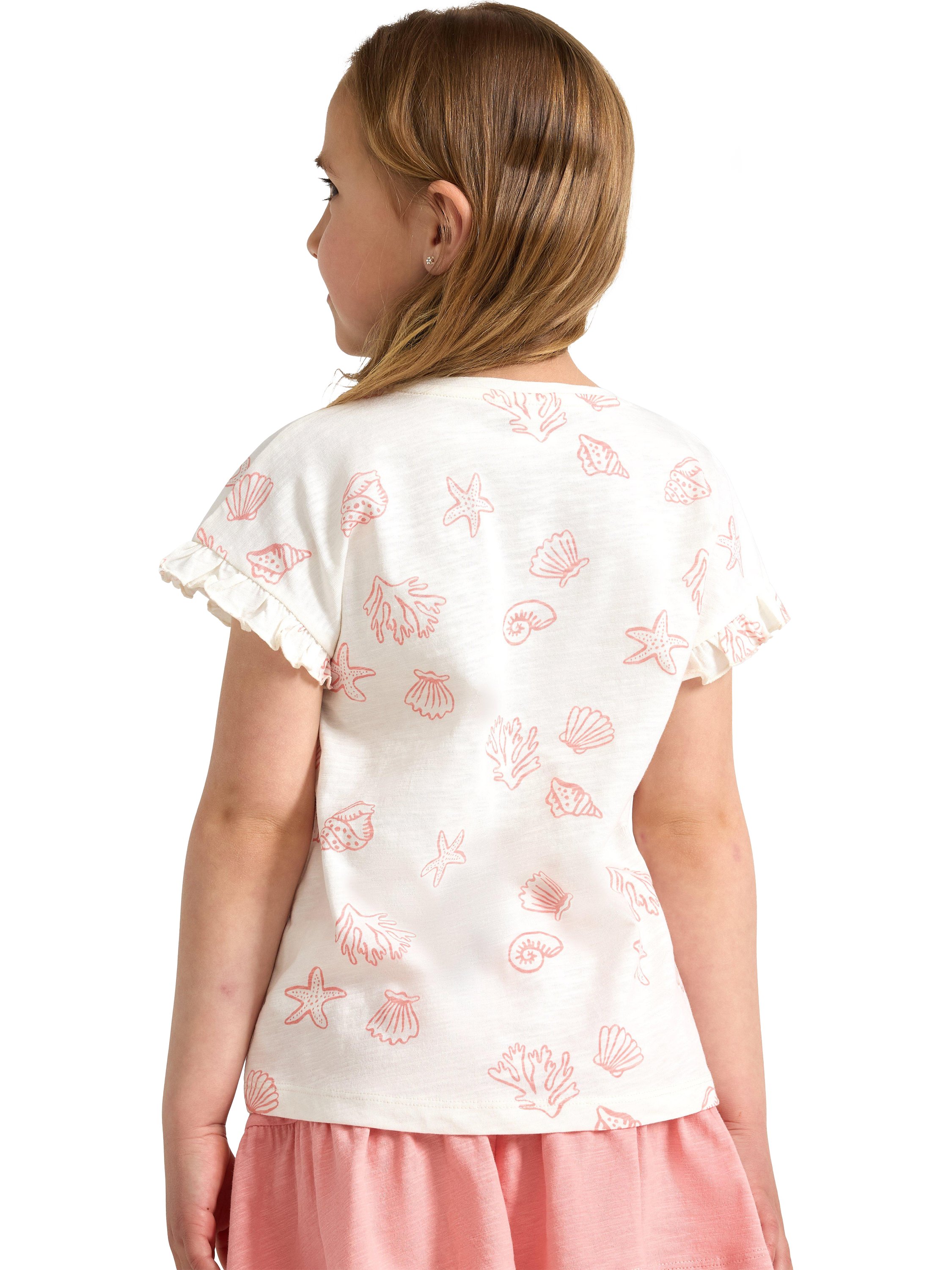Product image 3 of 6, which shows Lindex Kids' Seashells Frill Trim Top, White, 18-24 months