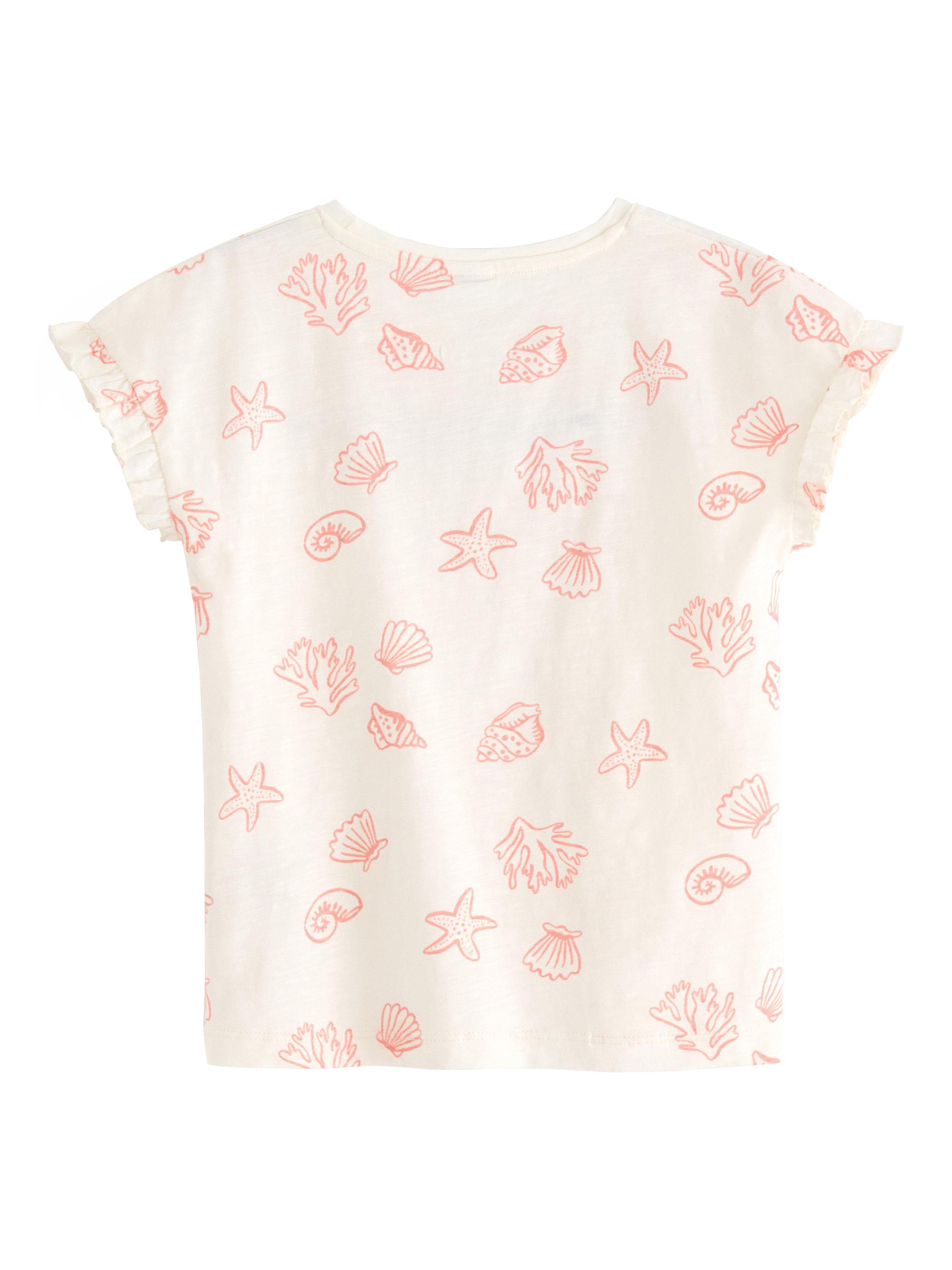 Product image 5 of 6, which shows Lindex Kids' Seashells Frill Trim Top, White, 18-24 months