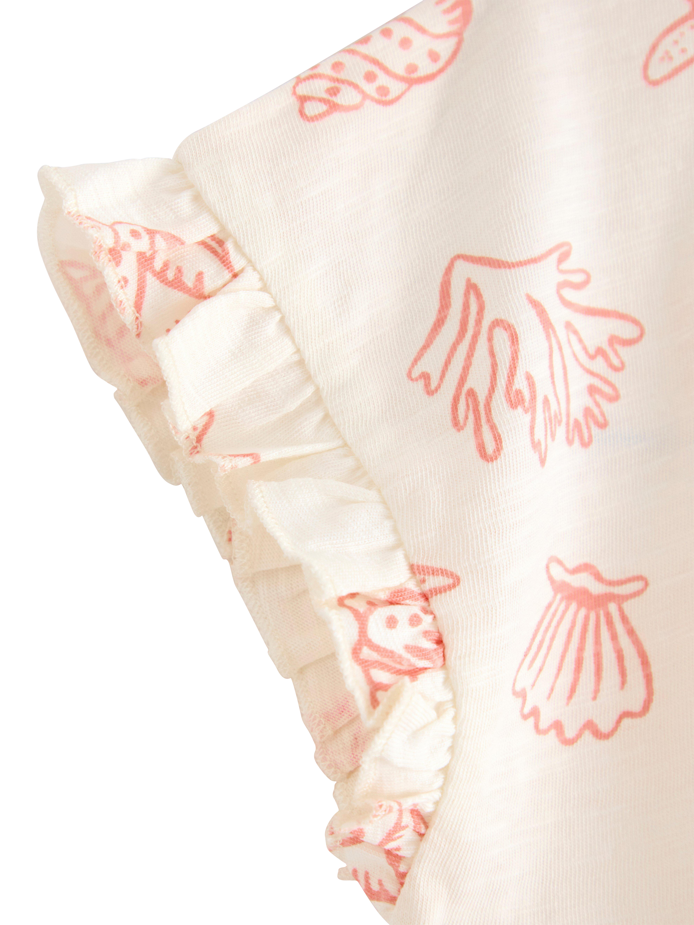 Product image 6 of 6, which shows Lindex Kids' Seashells Frill Trim Top, White, 18-24 months