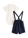 Lindex Kids' Bodysuit and Dungarees Set, Light Dusty White