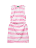 Benetton Kids' Cotton Sleeveless Cut Out Jersey Dress, Pink
