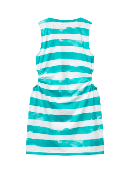 Benetton Kids' Cotton Sleeveless Cut Out Jersey Dress - view 2, Teal Green