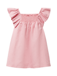 Benetton Kids' Linen Blend Flower Appliqué Dress, Pink