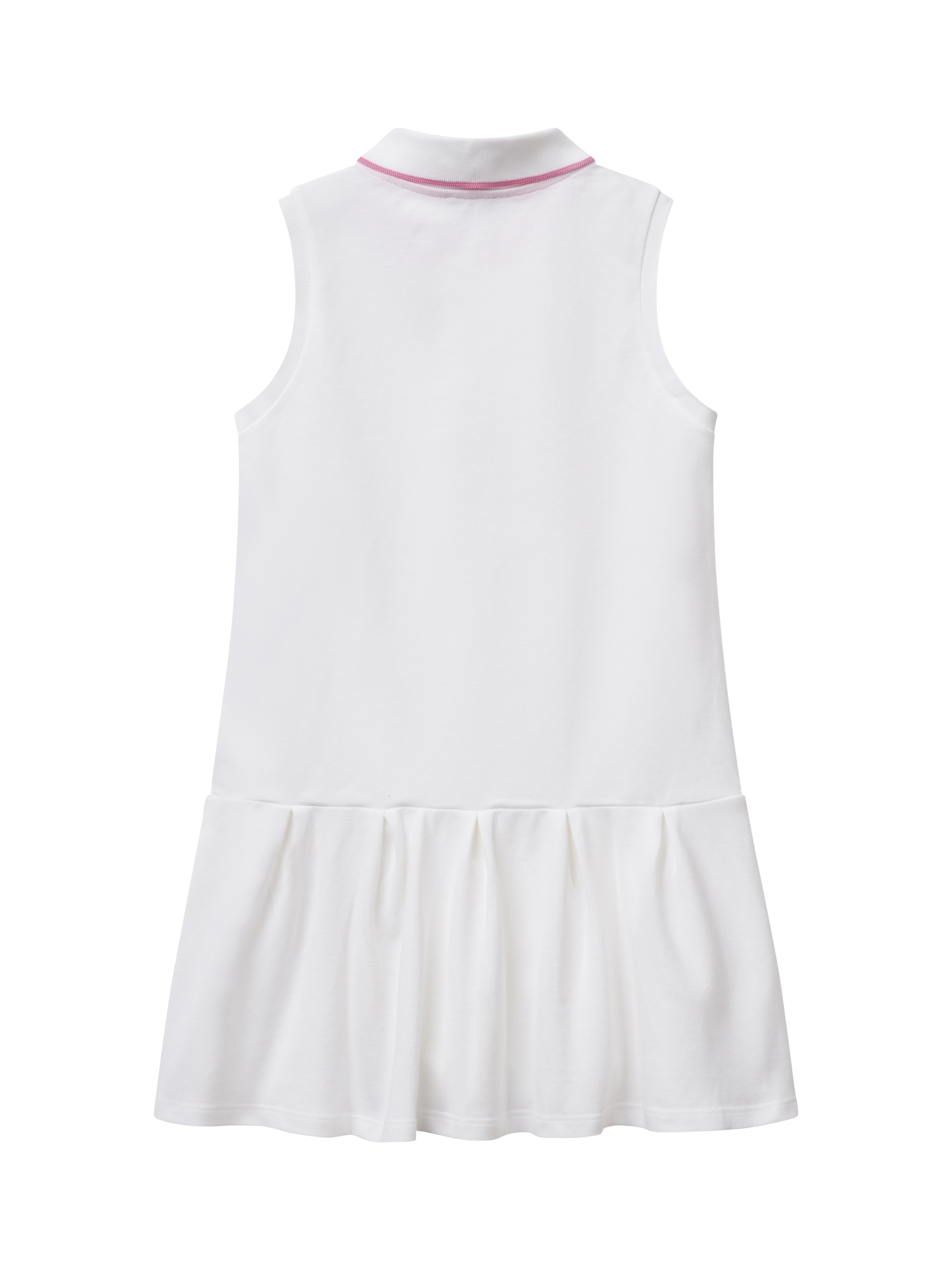 Product image 2 of 3, which shows Benetton Kids' Cotton Pique Sleeveless Polo Dress, Optical White, 6-7 years