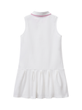 Benetton Kids' Cotton Pique Sleeveless Polo Dress, Optical White