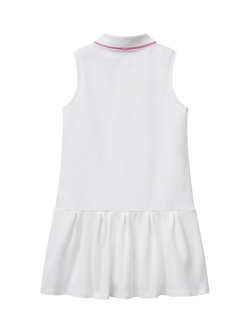 Benetton Kids' Cotton Pique Sleeveless Polo Dress, Optical White - view 2, Optical White