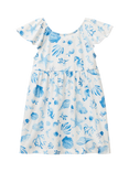 Benetton Kids' Cotton Short Sleeved Seashell Print Dress, Multicolor