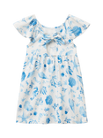 Benetton Kids' Cotton Short Sleeved Seashell Print Dress, Multicolor