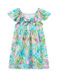 Benetton Kids' Cotton Short Sleeved Leaf Print Dress