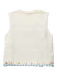 Benetton Kids' Cotton Blend Knitted Sleeveless Top, Offwhite