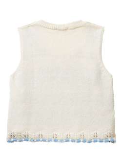 Benetton Kids' Cotton Blend Knitted Sleeveless Top, Offwhite - view 2, Offwhite