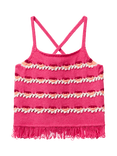 Benetton Kids' Cotton Blend Sleeveless Crochet Top, Pink