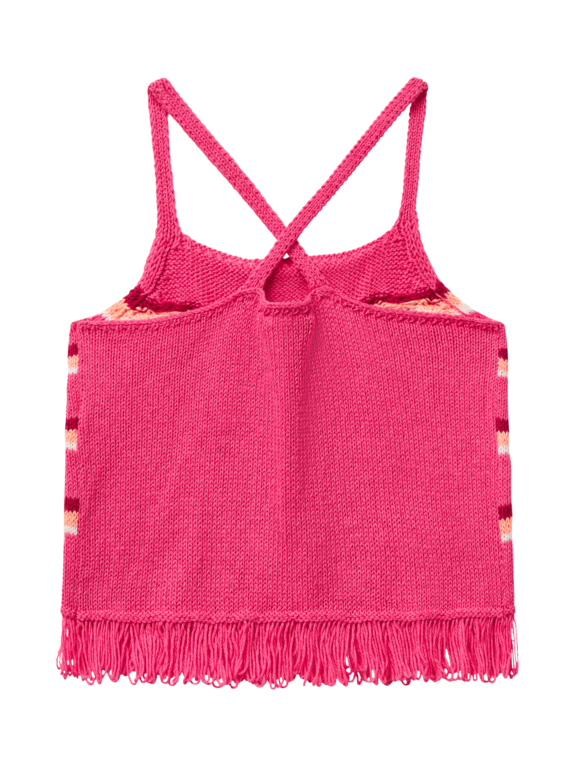 Product image 2 of 3, which shows Benetton Kids' Cotton Blend Sleeveless Crochet Top, Pink, 6-7 years
