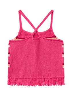 Benetton Kids' Cotton Blend Sleeveless Crochet Top, Pink - view 2, Pink