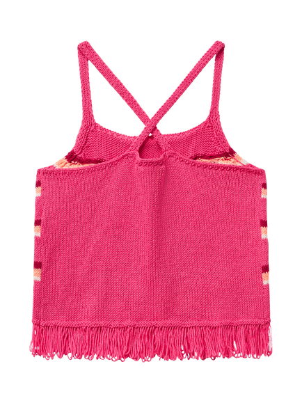 Benetton Kids' Cotton Blend Sleeveless Crochet Top, Pink - view 2, Pink