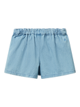 Benetton Kids' Cotton Chambray Ruffle Shorts, Light Blue Denim