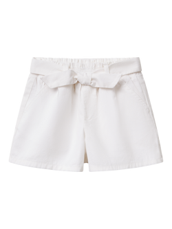 Benetton Kids' Cotton Twill Elasticated Shorts, Optical White