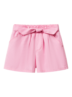 Benetton Kids' Cotton Twill Elasticated Shorts, Pink