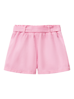 Benetton Kids' Cotton Twill Elasticated Shorts - view 2, Pink