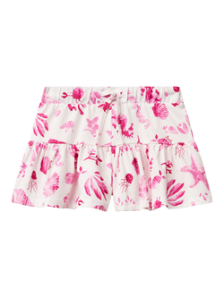 Benetton Kids' Cotton Seashell Print Culotte Skort, Multicolor, Multicolor