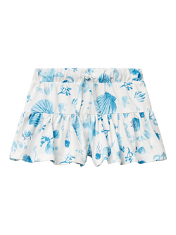 Benetton Kids' Cotton Seashell Print Culotte Skort, Multicolor, Multicolor