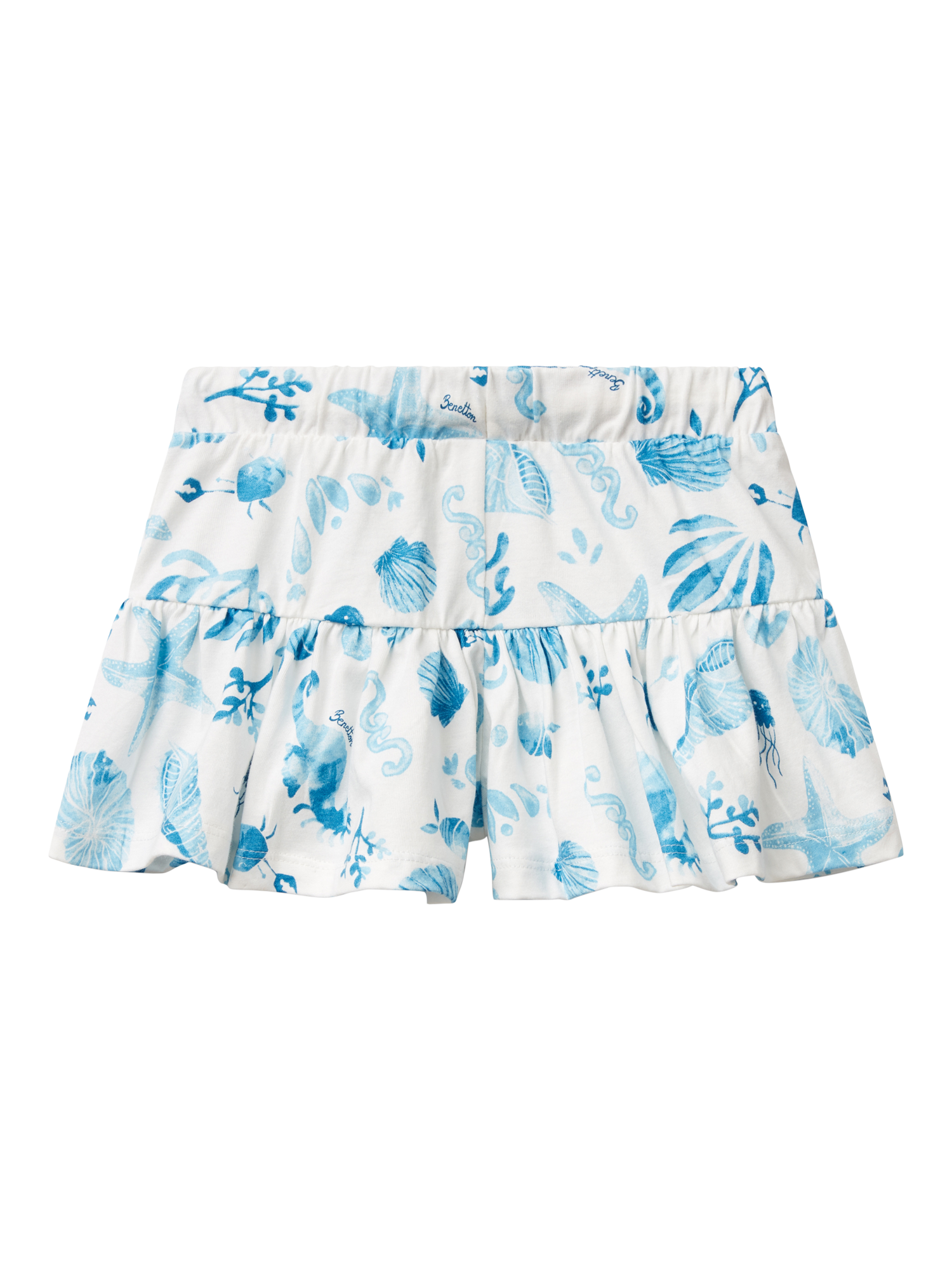 Product image 2 of 3, which shows Benetton Kids' Cotton Seashell Print Culotte Skort, Multicolor, 3-4 years