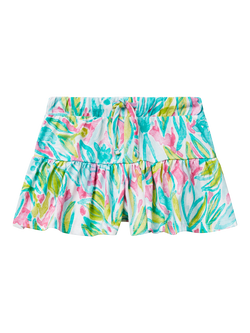 Benetton Kids' Cotton Seashell Print Culotte Skort, Multicolor, Multicolor