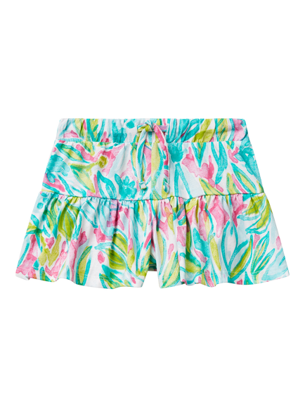 Benetton Kids' Cotton Seashell Print Culotte Skort, Multicolor, Multicolor